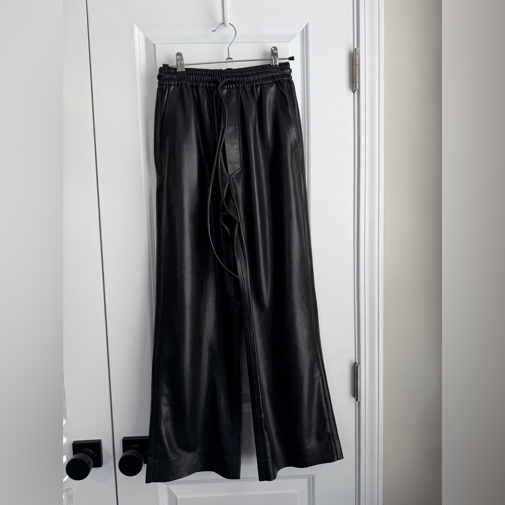 Nanushka Women’s Odessa Faux Leather Pants Black NWOT Size XS